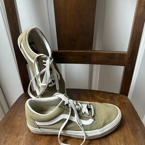 Vans  Customs Women's Size 8 Army Green and  White Athletic Shoes